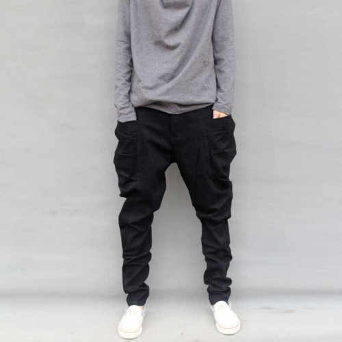 Casual Plus Size Black Cargo Pants For Men Cotton Loose Baggy Harem Pants Big Side Pockets Hip Hop Pants Pantalon Homme M-6XL Casual Plus Size Black Cargo Pants For Men Cotton Loose Baggy Harem Pants Big Side Pockets Hip Hop Pants Pantalon Homme M-6XL